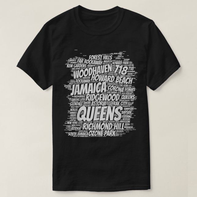 T-shirt Né élevé à queens borough new york ville  (Design devant)