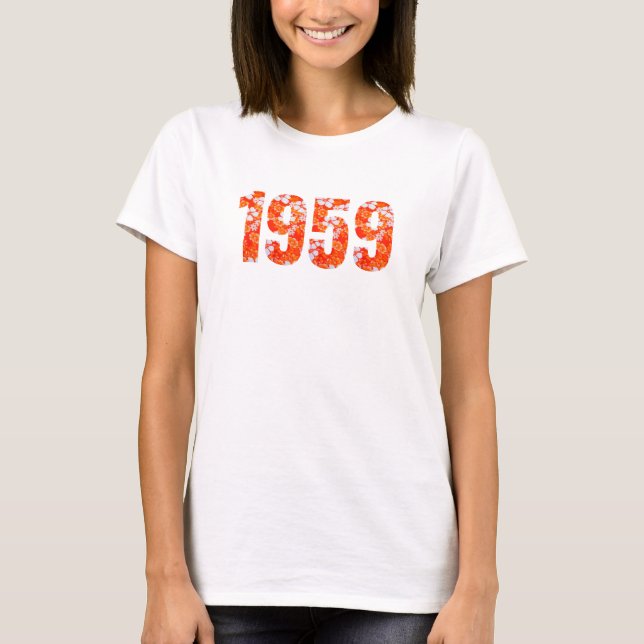 T-shirt Né en 1959 fête d'anniversaire Hawaiian Floral T-S (Devant)