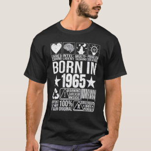 T-shirt Né En 1965 Avertissement Étiquette Code Barre Birt