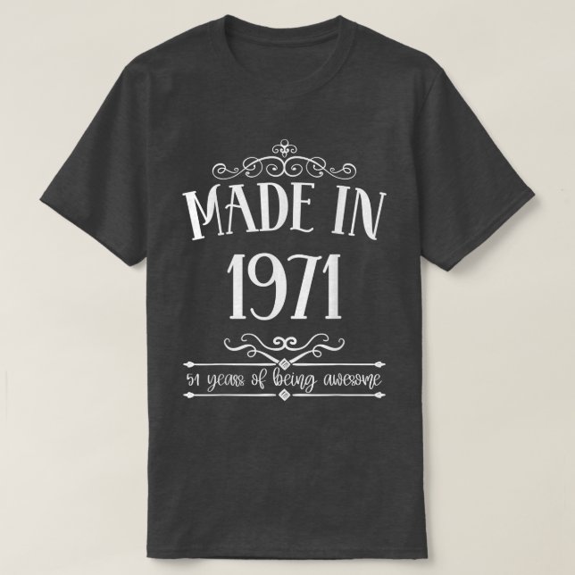 T-shirt Né en 1971 51 ans Fabriqué en 1971 51e anniversair (Design devant)