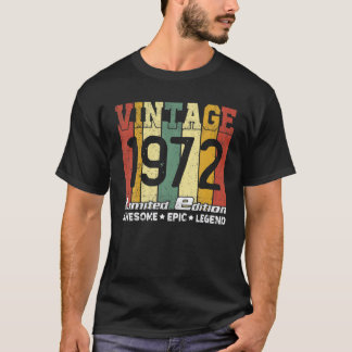 T-shirt Né En 1972 49E Anniversaire Cadeau Awesome Epic Le