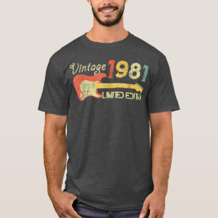 T-shirt Né En 1981-Acustic Electric Bass Guitar Music Bi