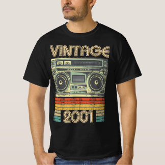 T-shirt Né En 2001 Radio Retro, 2001 Cadeau D'Anniversaire