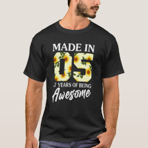 T-shirt Né En 2005 17 Ans 17e Anniversaire Filles Ados