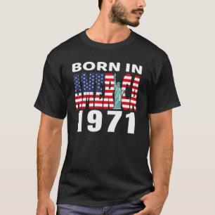 T-shirt Né En Amérique 1971 Anniversaire Statue De La Libe