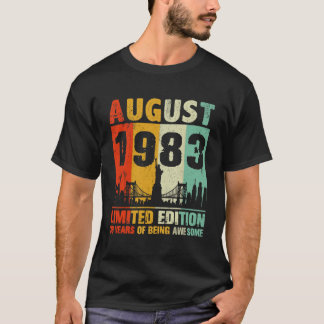 T-SHIRT NÉ EN AOÛT 1983 ANNIVERSAIRE LIMITÉ ANNÉES D'ÉDITI