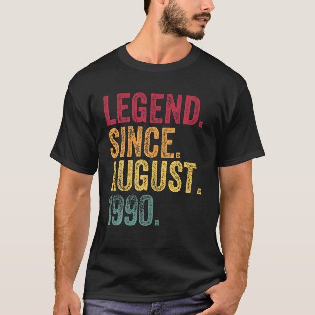 T-shirt Né En Août 1990 30e Anniversaire Cadeau 30 Ans Ol (Devant)