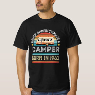 T-shirt Né en camping en 1963 60e anniversaire Cadeau de c