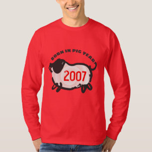 T-shirt Né en chinois Fire Pig Année 2007 Homme Chemise ro