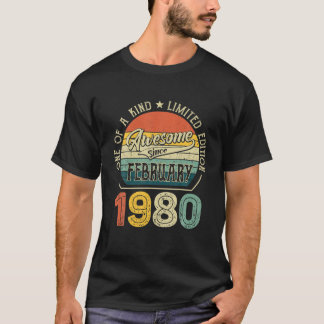 T-shirt Né En Février 1980 42 Ans Tee Vintage 42E Birt