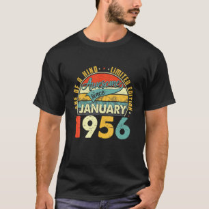 T-shirt Né En Janvier 1956 66E Anniversaire Cadeau Retro 6