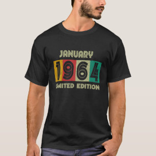 T-shirt Né En Janvier 1964 58E Cadeau Anniversaire 58 Ans