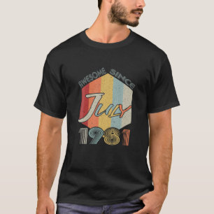 T-shirt Né En Juin 1981 40E Fête Cadeau Anniversaire 40 An