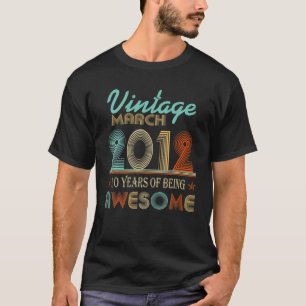T-shirt Né En Mars 2012 Jour B 10 Ans Anniversaire