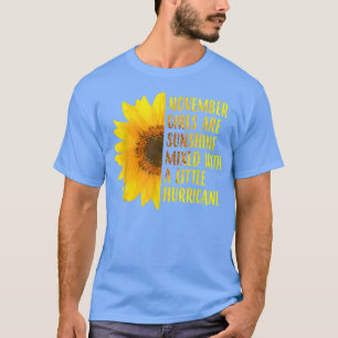 T-shirt Né En Novembre Anniversaire Tournesol Matching Fem
