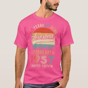 T-shirt Né Février 1957 65ème Anniversaire Fabriqué En 195