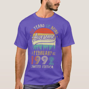 T-shirt Né Février 1992 30ème Anniversaire Fabriqué En 199