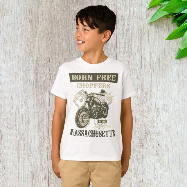 T-shirt Né Free Choppers Motorcycle Massachusetts (Créateur téléchargé)