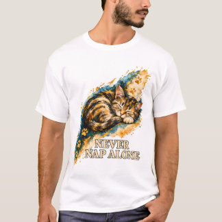 T-shirt Ne Jamais Faire La Sieste Seul Chat Tigré Endormi