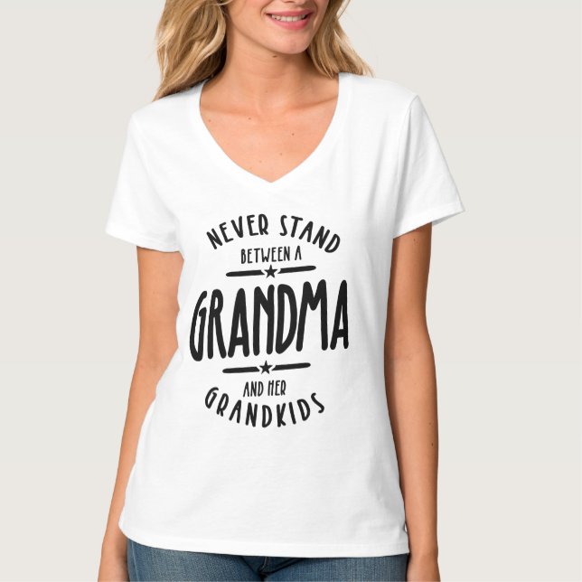 T-shirt Ne jamais rester entre une grand-mère et ses petit (Devant)