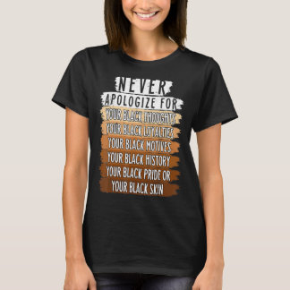 T-shirt Ne jamais rétro présenter des excuses BLM Mois de
