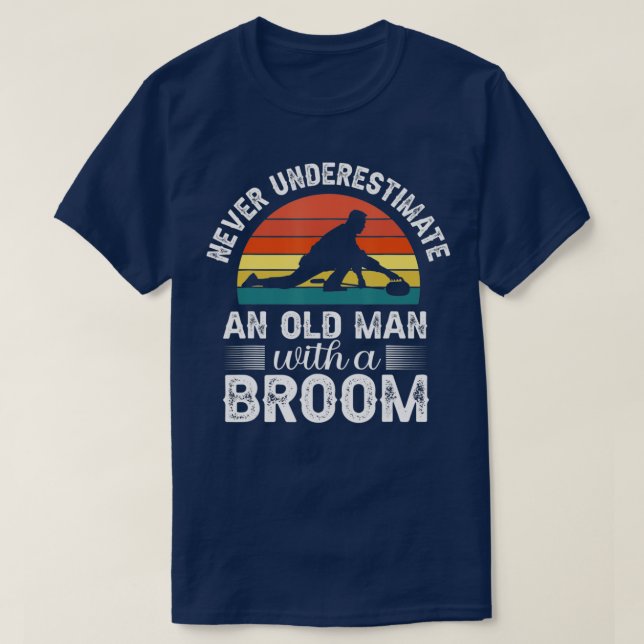 T-shirt Ne jamais sous-estimer un vieil homme avec le curl (Design devant)