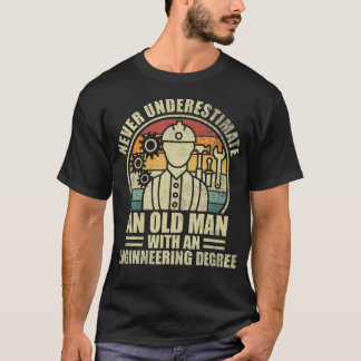 T-shirt Ne jamais sous-estimer un vieil homme avec un dipl
