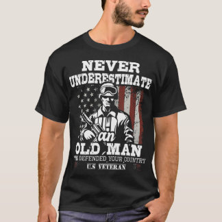 T-shirt Ne jamais sous-estimer un vieil homme - Patriotiqu