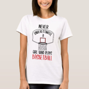 T-shirt Ne jamais sous-estimer une fille qui joue au baske