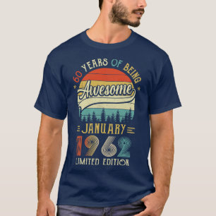 T-shirt Né Janvier 1962 60ème Anniversaire Fabriqué En 196