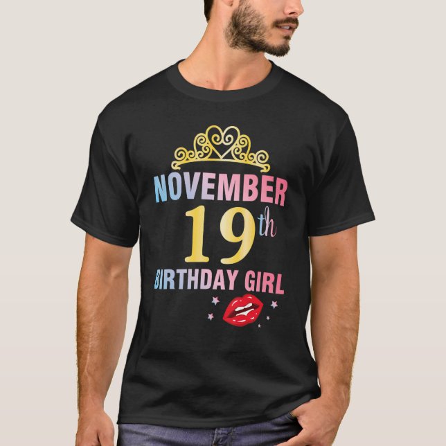 T-shirt Né Le 19 Novembre Joyeux Anniversaire Me Reine Pri (Devant)