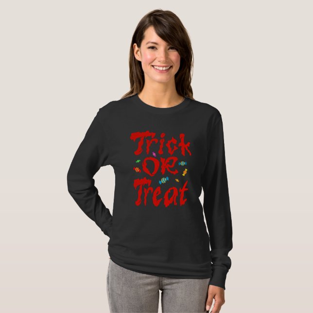 T-shirt Né le 31 Octobre Halloween Trick ou Treat (Devant entier)