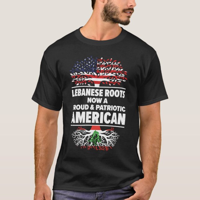T-shirt Né Libanais Liban Américain Etats-Unis Citoyenneté (Devant)