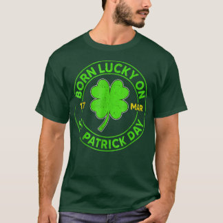 T-shirt Né Lucky Le 17 Mars Saint Patrick Jour Amusant Ann