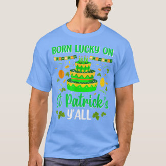 T-shirt Né Lucky sur St Patrick's Birthday Cake Boys Girl