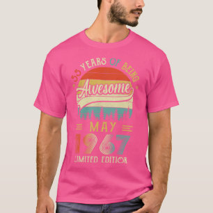 T-shirt Né Mai 1967 55ème Anniversaire Fabriqué En 1967 55
