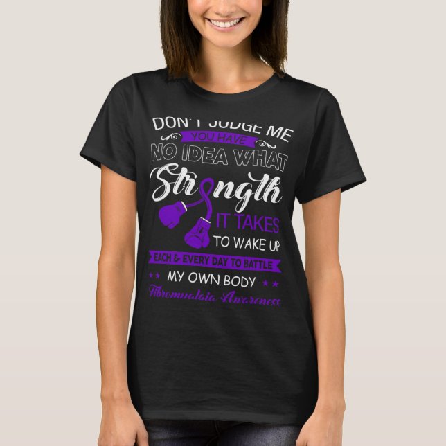 T-shirt Ne me jugez pas Non - Violet Ribbon Fibromyalgia A (Devant)
