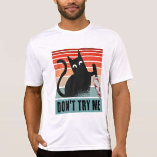 T-shirt Ne m'essayez pas, Moody Cat avec un couteau Invita
