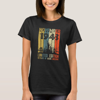 T-shirt Né novembre 1943 80e anniversaire
