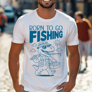 T-shirt Né pour aller à la pêche - Cool Fish Dino T-rex Am