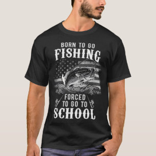 T-shirt Né pour aller pêcher le bar poisson pêcheur garçon