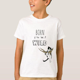 T-shirt Né pour être sauvage Tuxedo Kitty Chat enfant