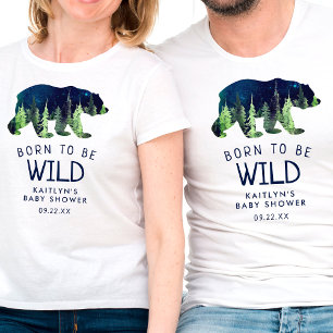 T-shirt Né Pour Être Un Baby shower Sauvage