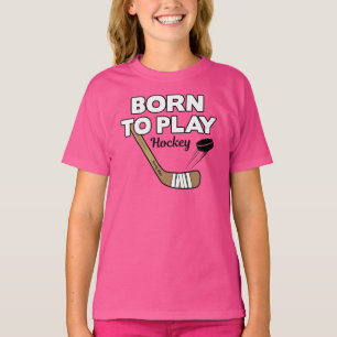 T-shirt Né pour jouer bâton de hockey et canot