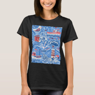 T-shirt Né pour la pêche forcé d'aller à l'école drôle de 