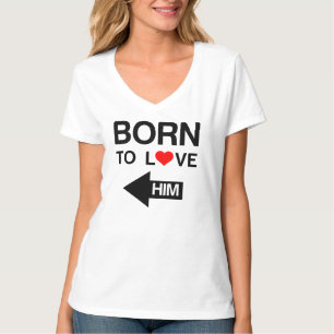 T-shirt Né pour l'aimer jumeler couple