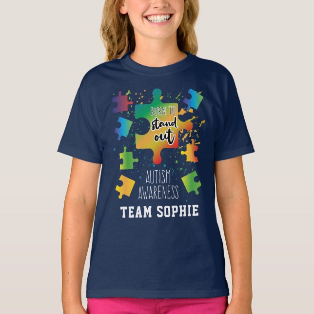 T-shirt Né pour Stand Out Sensibilisation sur l'autisme Pu (Devant)