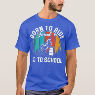 T-shirt Né Ride Cheval Forcé D'Aller À L'École - Hor Drôle