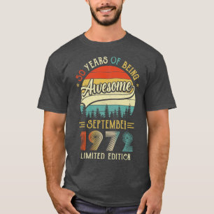 T-shirt Né Septembre 1972 50ème Anniversaire Fabriqué En 1