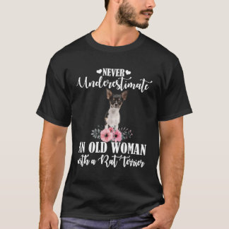 T-shirt Ne Sous-Estimez Jamais Le Vieux Avec Le Rat Terrie